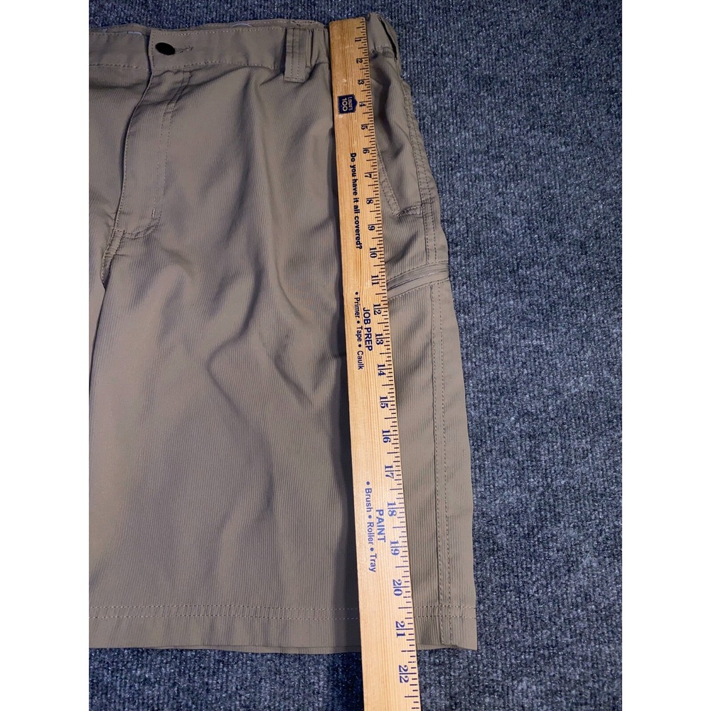 Wrangler Hiking Shorts Size 36 Mens Tan‎ Solid Zipped Pockets Elastic Waist - Picture 2 of 6